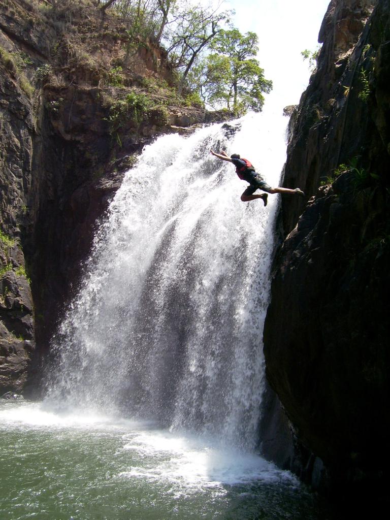 Waterfall jumping on River